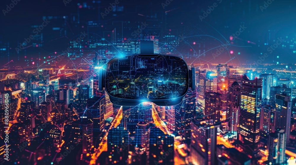 Wall mural virtual reality simulation of smart city technologies improving accessibility and inclusivity