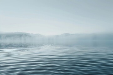 Serene Water Surface with Subtle Waves and Hazy Horizon. Generative AI