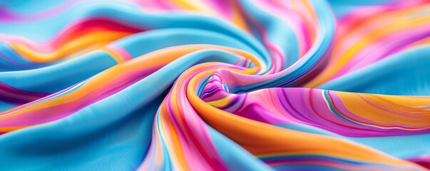 Obraz premium Abstract swirling fabric in blue, pink, orange, and purple.