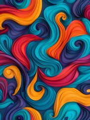 Swirled cultural patterns in vibrant colors, traditional designs, artistic expression