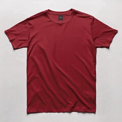 lain Red T-Shirt. Simple Maroon Shirt on Neutral Background, Highlighting Basic Fashion Apparel and Minimalist Style.