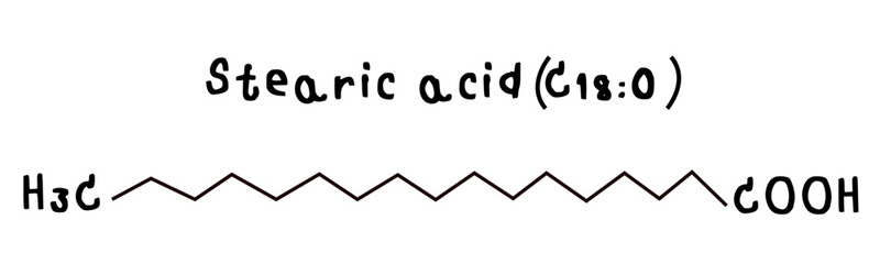 molecular structure of fatty acid stearic acid illustration