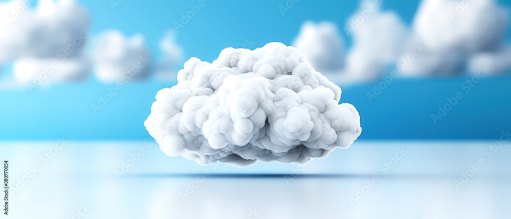 Wall mural a fluffy white cloud floats above a reflective surface with a bl