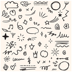 Cute Doodle pen line elements With illustration style doodle and line art