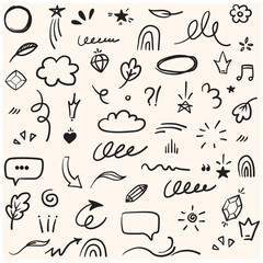 Cute Doodle pen line elements With illustration style doodle and line art