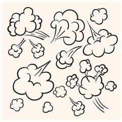 Smelling pop art comic book cartoon fart cloud flat With illustration style doodle and line art