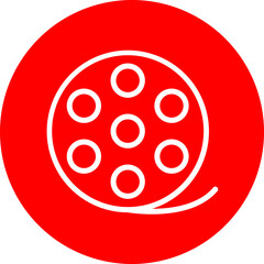 Film Reel Vector Line White Circle Red
