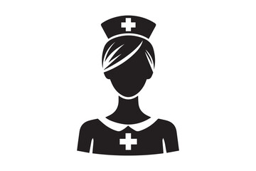 Nurse silhouette illustration. Medical assistant, female, woman, medic, doctor, health, medicine, hospital concept