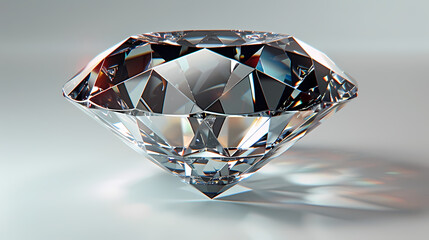 A diamond displayed on a white surface 