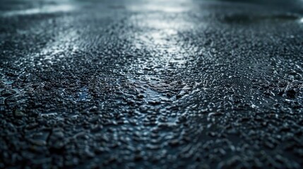 Gritty asphalt texture background for design with wet road view City transport and industry theme Ample space for text
