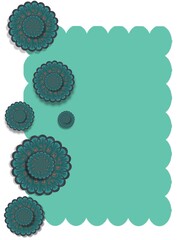 Abstract green frame with flowers