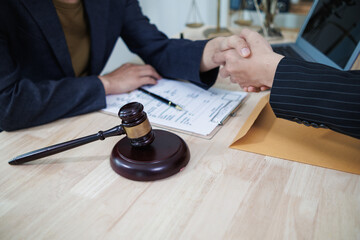 judge's gavel is placed on a table in the legal counsel's office and is often used before verdicts...