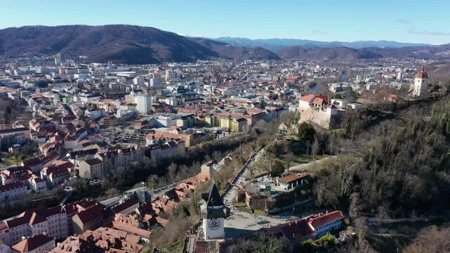 Aerial view of Graz city, Austria.