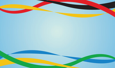 Abstract colorful curved lines isolated on blue background, sport concept, multicolor striped frame