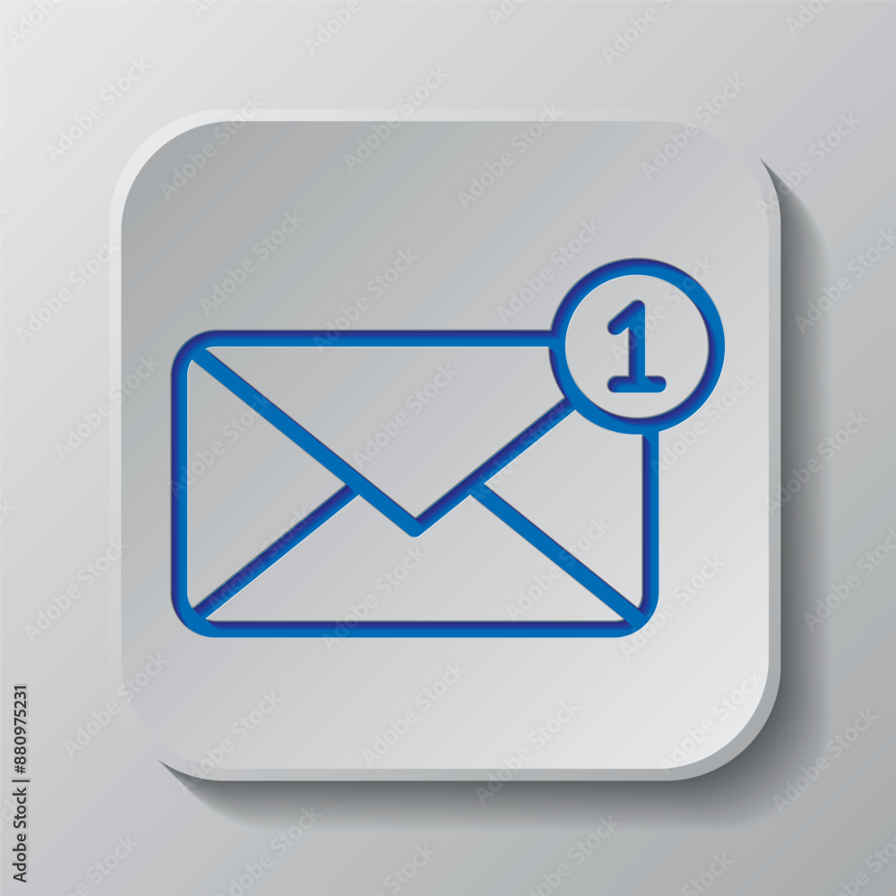 Poster message notification simple icon vector. flat design. paper cut design. cutted blue symbol with shad