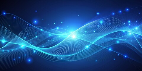 Fototapeta premium Abstract Blue Digital Wave Network, digital art, abstract wave, network, technology , blue, futuristic