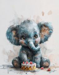 Card elephant happy birthday	