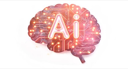 The overlay of text with artificial intelligence and digital circuits against the background of the human brain, technology, artificial intelligence and innovation in scientific topics. - Powered by Adobe