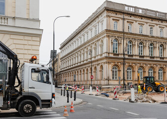 Street Construction Near Historic Building