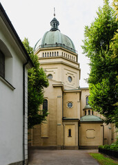 Historic Church with Dome and Trees