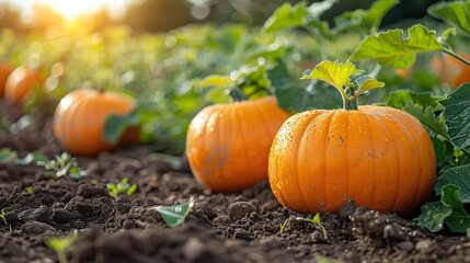 harvest of ripe pumpkins