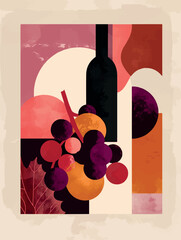 Collection of abstract wine-themed autumn illustrations, perfect for wine festivals and seasonal posters. Includes various frames for text with vibrant colors and intricate designs.