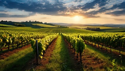 Fototapeta premium Vineyards at Sunset