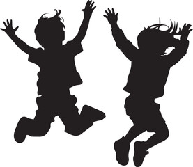 Silhouettes of jumping girl © A.P vector 