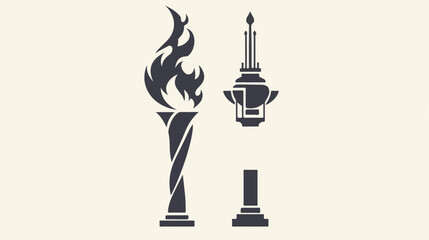 Burning olympic torch line icon for web mobile 