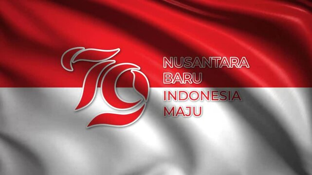 waving flag 79th independence day logo of the republic of indonesia