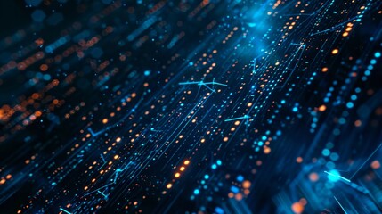 Fototapeta premium Abstract Blue and Orange Lights, Digital Network, Technology, Futuristic, Sci-Fi , network , technology , futuristic , sci-fi