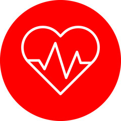 Cardiology Vector Line White Circle Red