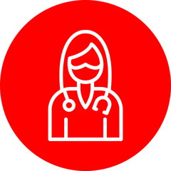 Female Surgeon Vector Line White Circle Red