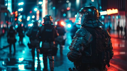 Riot police protecting the peace of the city 