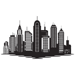 Obraz premium Cityscape silhouette, City silhouette land scape vector and buildings illustration