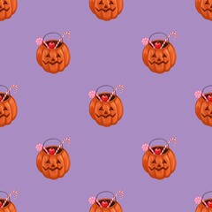 Seamless pattern ,Halloween , print, postcard,pumpkin magic