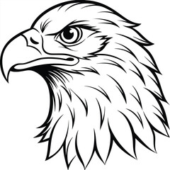 Eagle Head Minimalist Line Art Vector Illustrations - Cartoon, Clipart and Line Art Designs