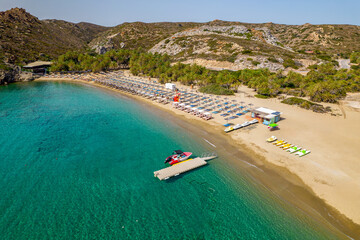 Aerial view of the famous  Vai Palm Beach, Crete, Greece.