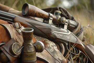 Hunter's equipment and accessories. The concept of controlling the population of wild animals or for obtaining trophies.
