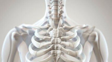 3D illustration of the human clavicle with surrounding anatomical structures, Human Body Anatomy, clavicular study
