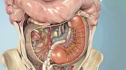 High-detail 3D model of the human bladder showing internal structures, Human Body Anatomy, bladder anatomy study