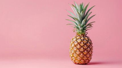 Vibrant Pineapple on Colorful Background with Ample Copy Space for Creative Food Design, Tropical Fruit Photography, and Summer-Themed Projects