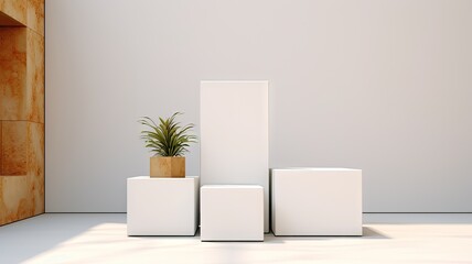 White podium in rectangle