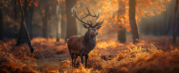 fotografia de um cervo na natureza com potencial de iluminação de outono mais vendido