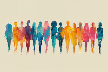 Obraz premium Diversity in Unity: Vibrant Silhouettes of People