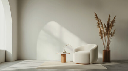 Minimalist nomadic interior background, 3d render