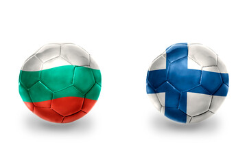 Obraz premium football balls with national flags of finland and bulgaria ,soccer teams. on the white background.