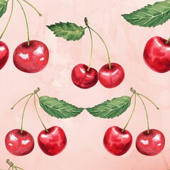 seamless cherries pattern .