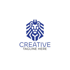 Lion head geometric vector logo design	
