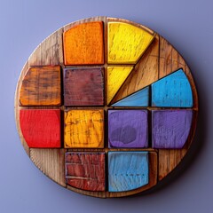 Pyramid of Wooden Number Blocks with Steaming Coffee Cup on Orange Background